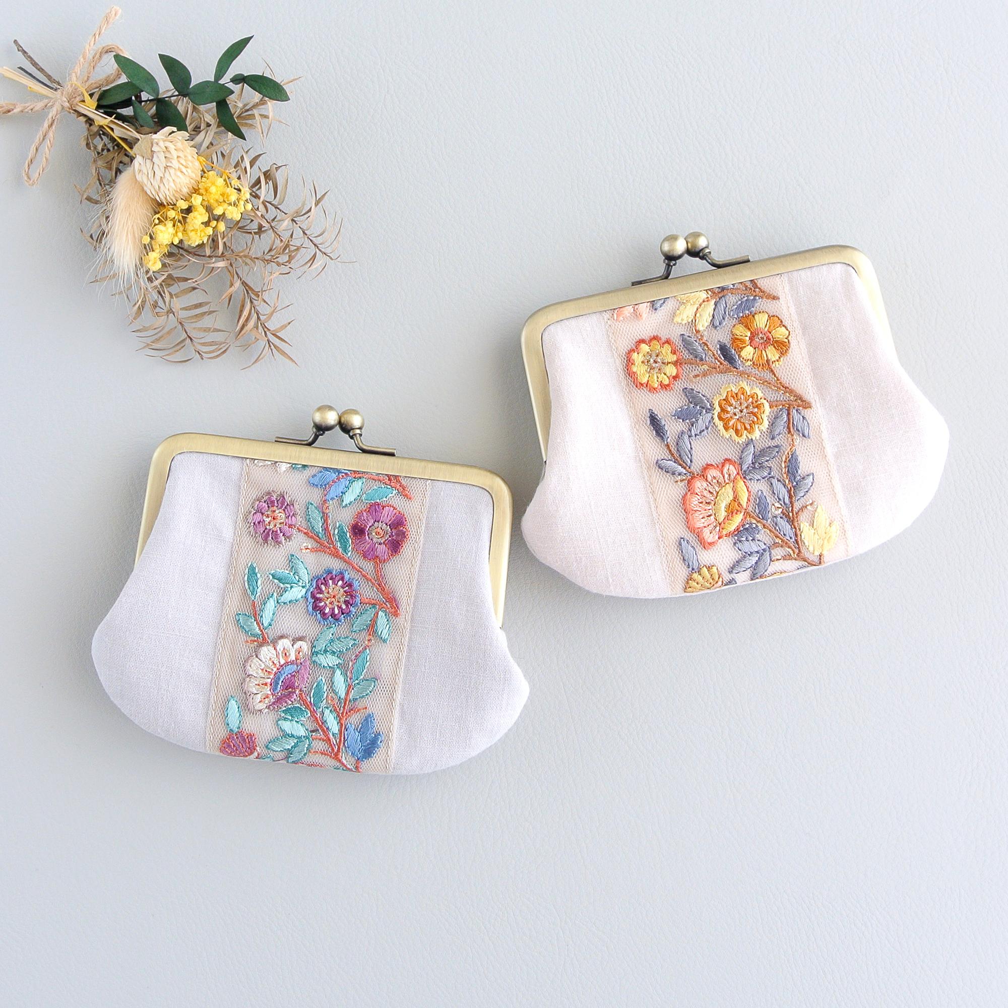 インド刺繍リボンのシンプルながま口 　ベージュ　ミニ財布 | 9枚目