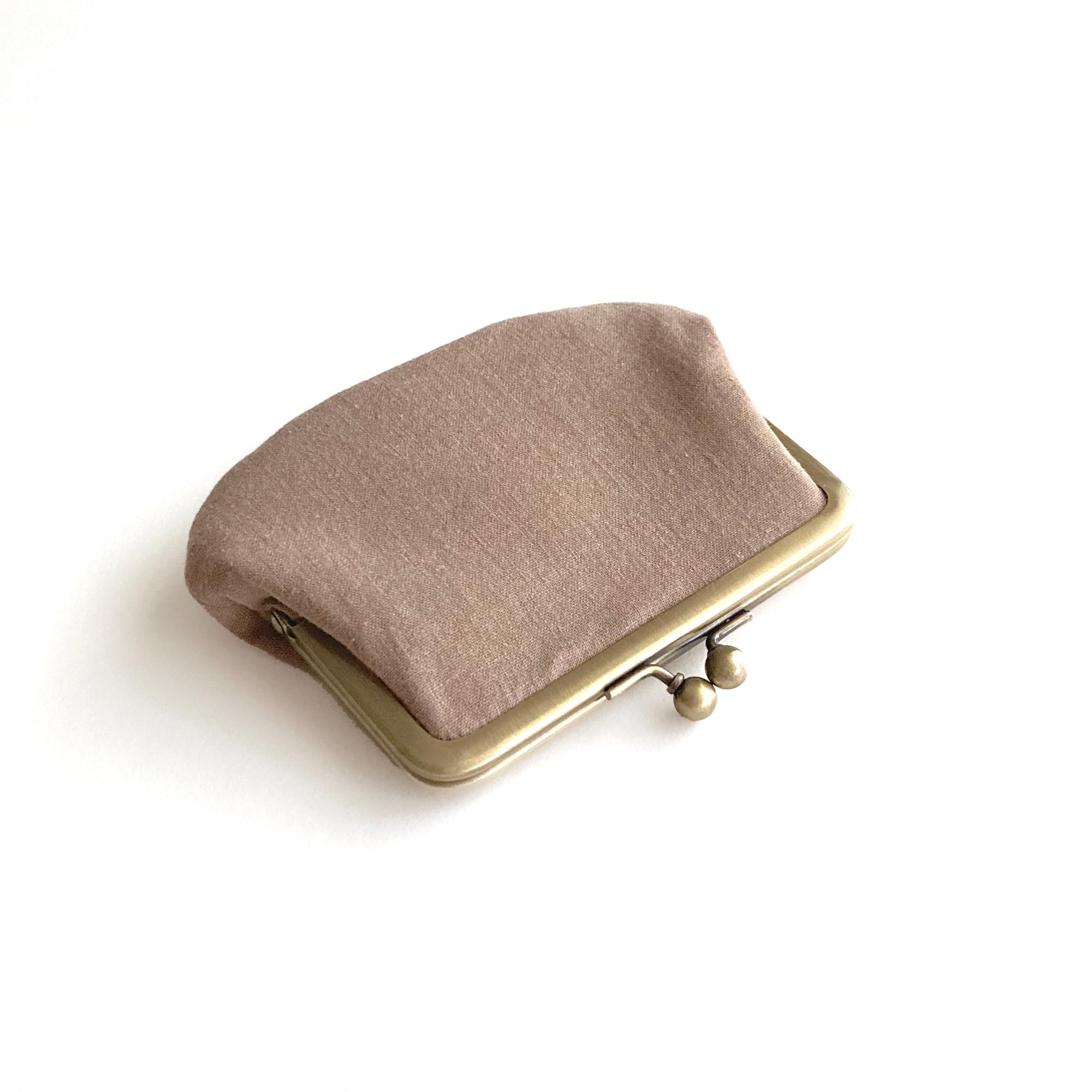 インド刺繍リボンのシンプルながま口 　ミニ財布　ライトブラウン | 6枚目