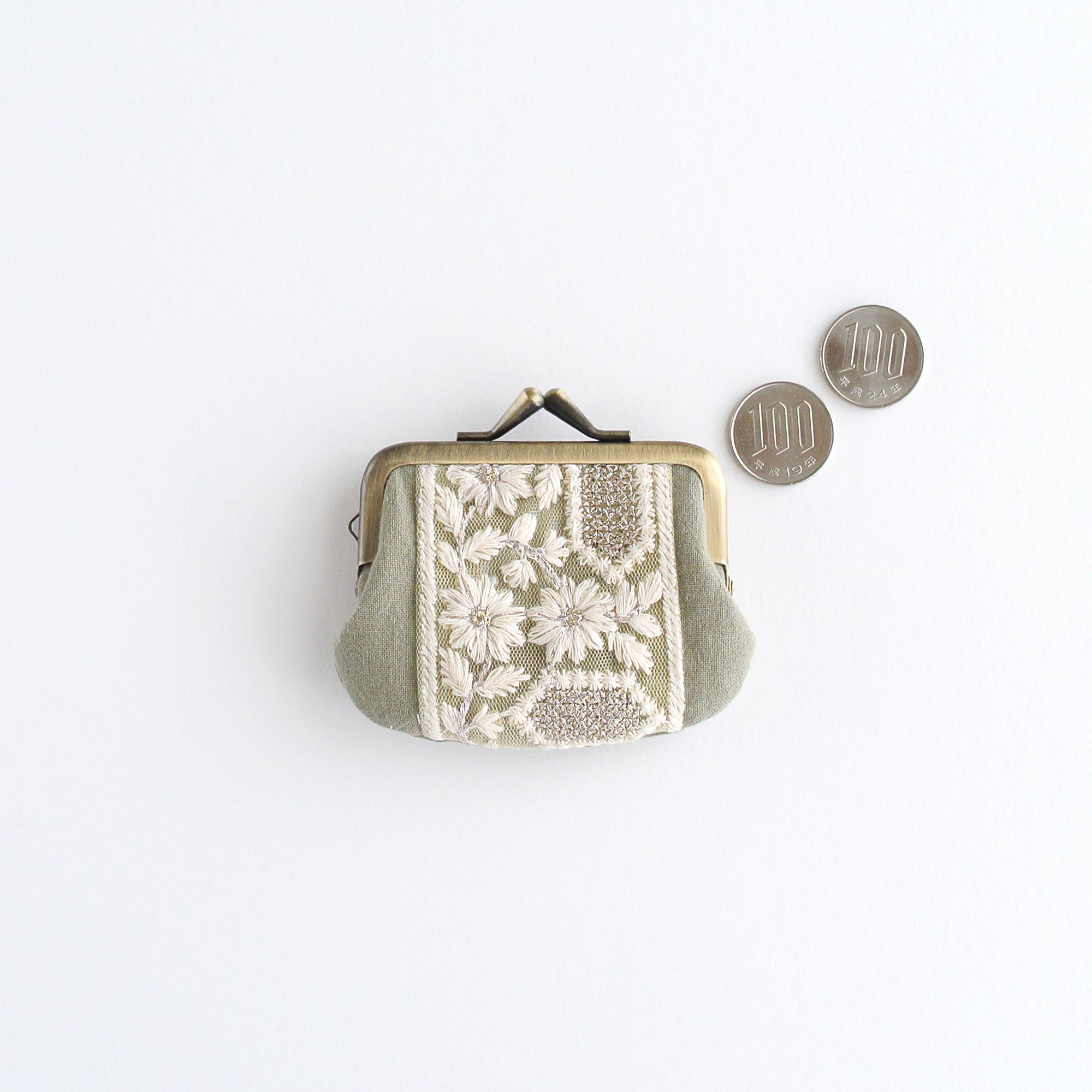 インド刺繍リボンのミニがま口　グリーン | 8枚目