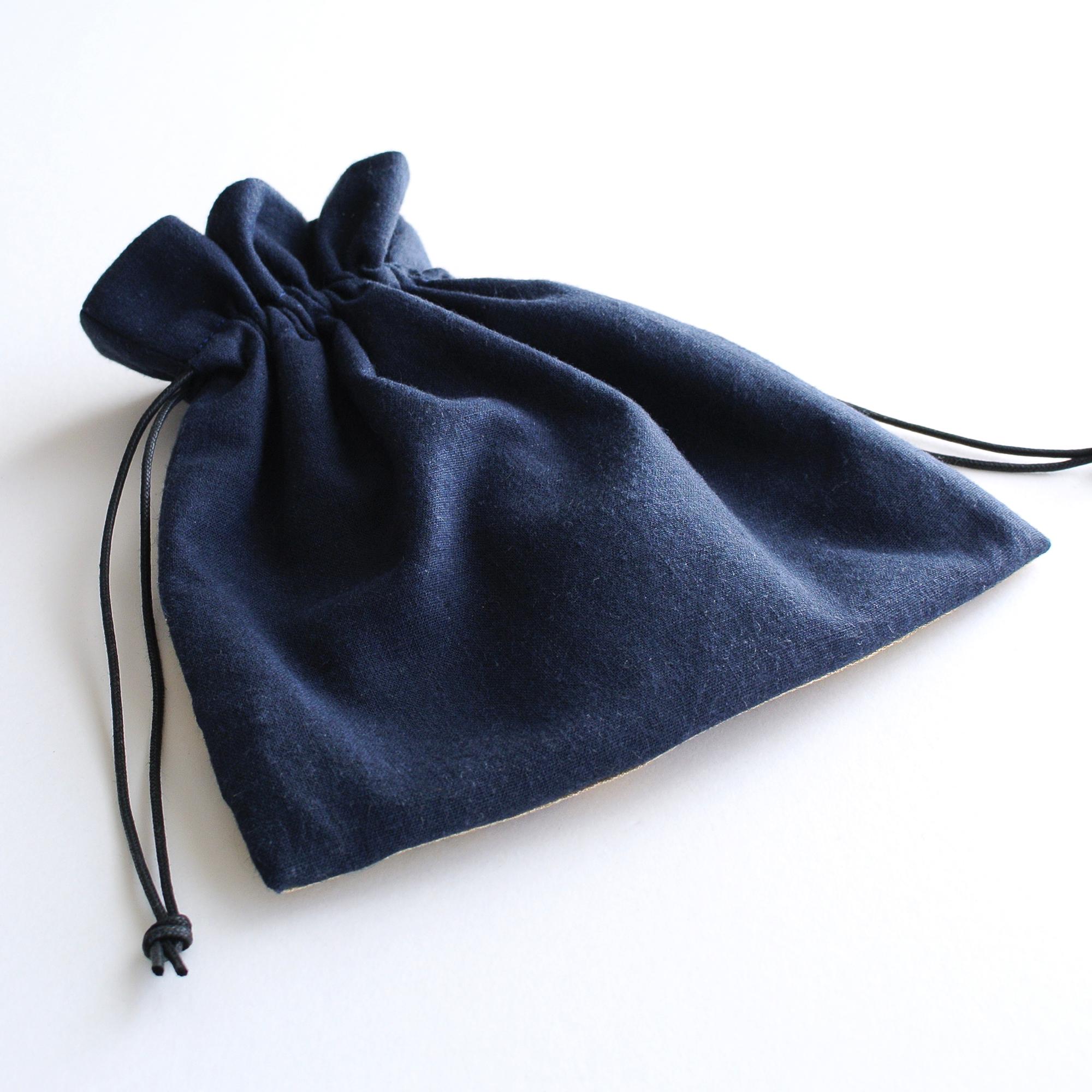 インド刺繍リボンの巾着ポーチ  　ネイビー | 6枚目