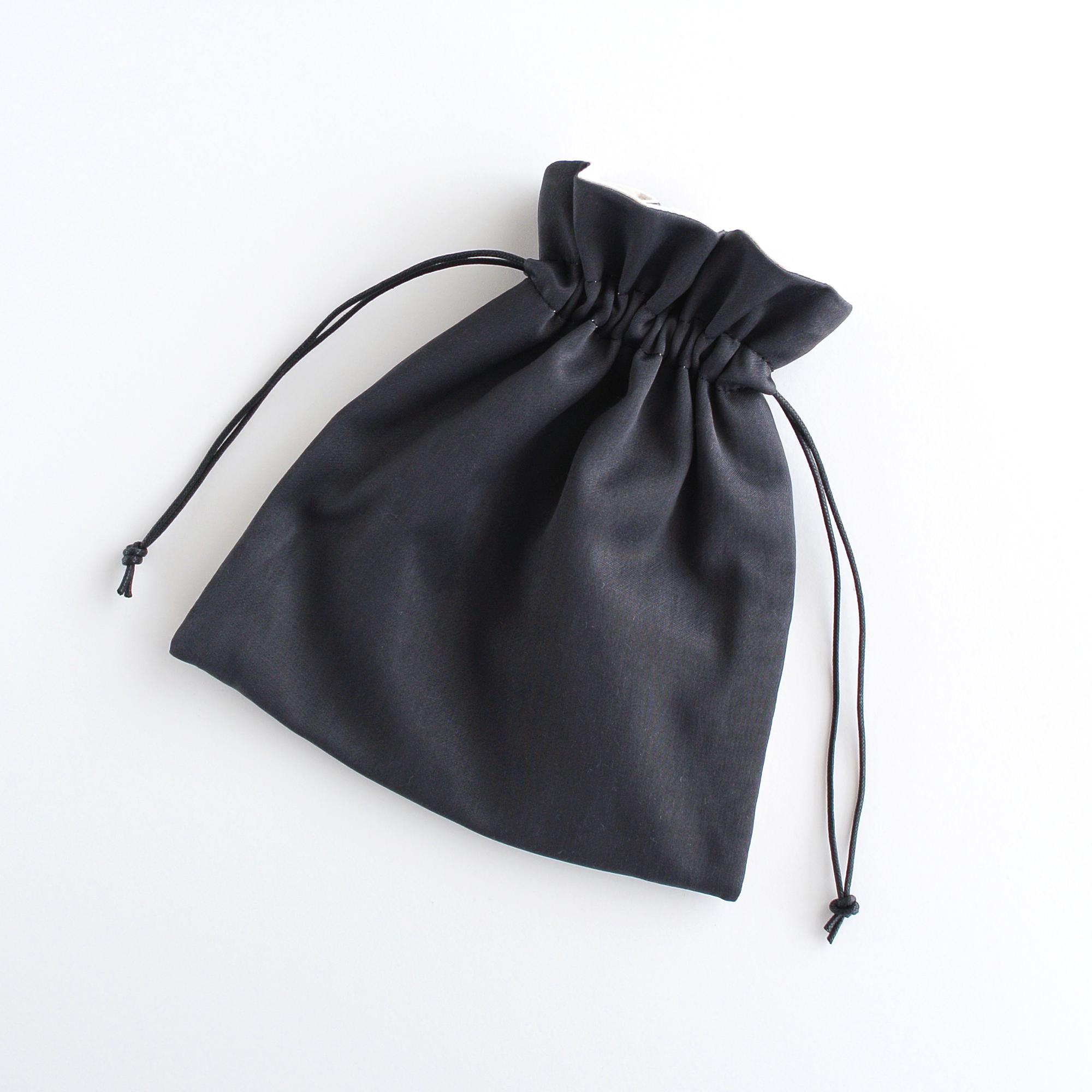 インド刺繍リボンの巾着ポーチ ブラック | 6枚目